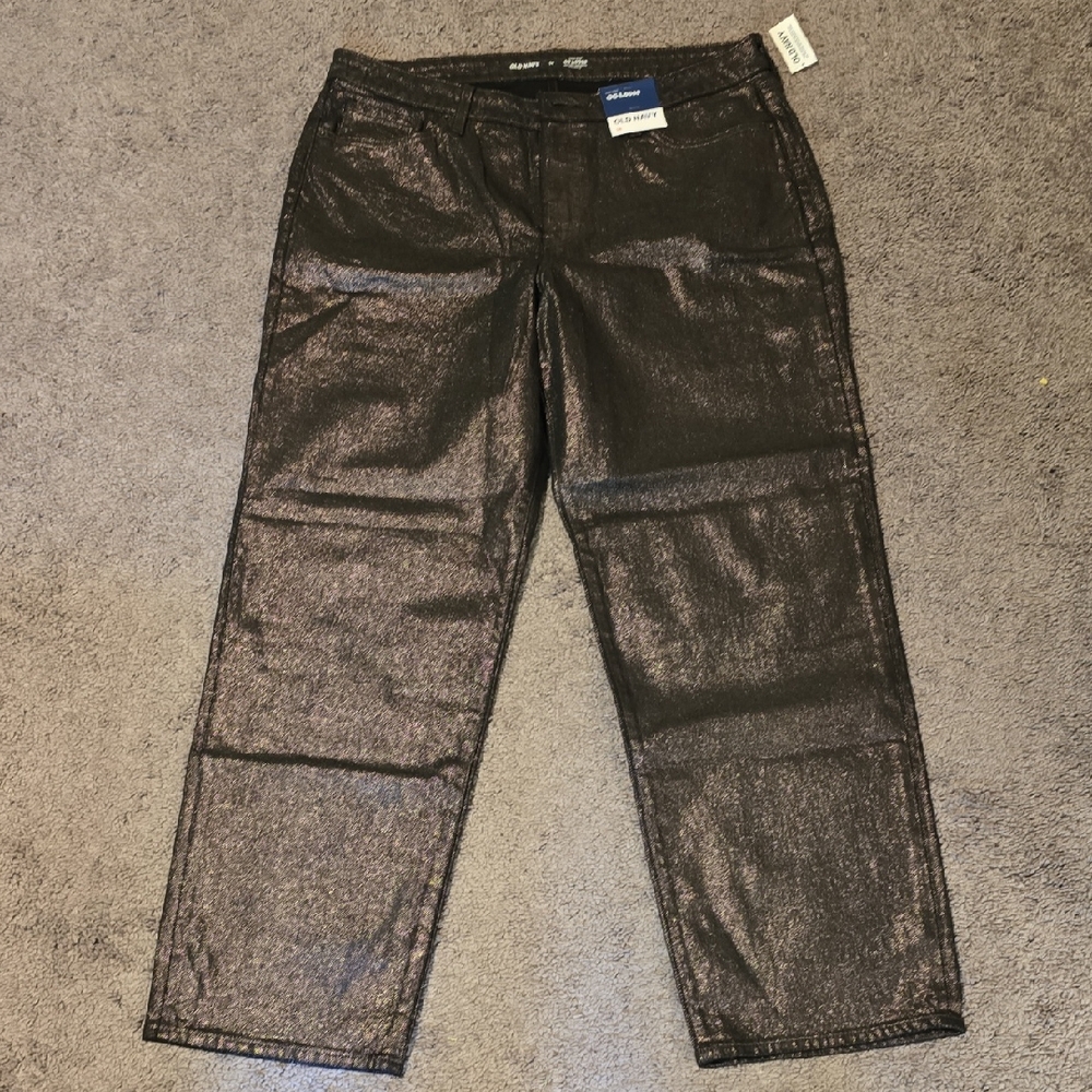 Old Navy Metallic Black High-Rise Pants